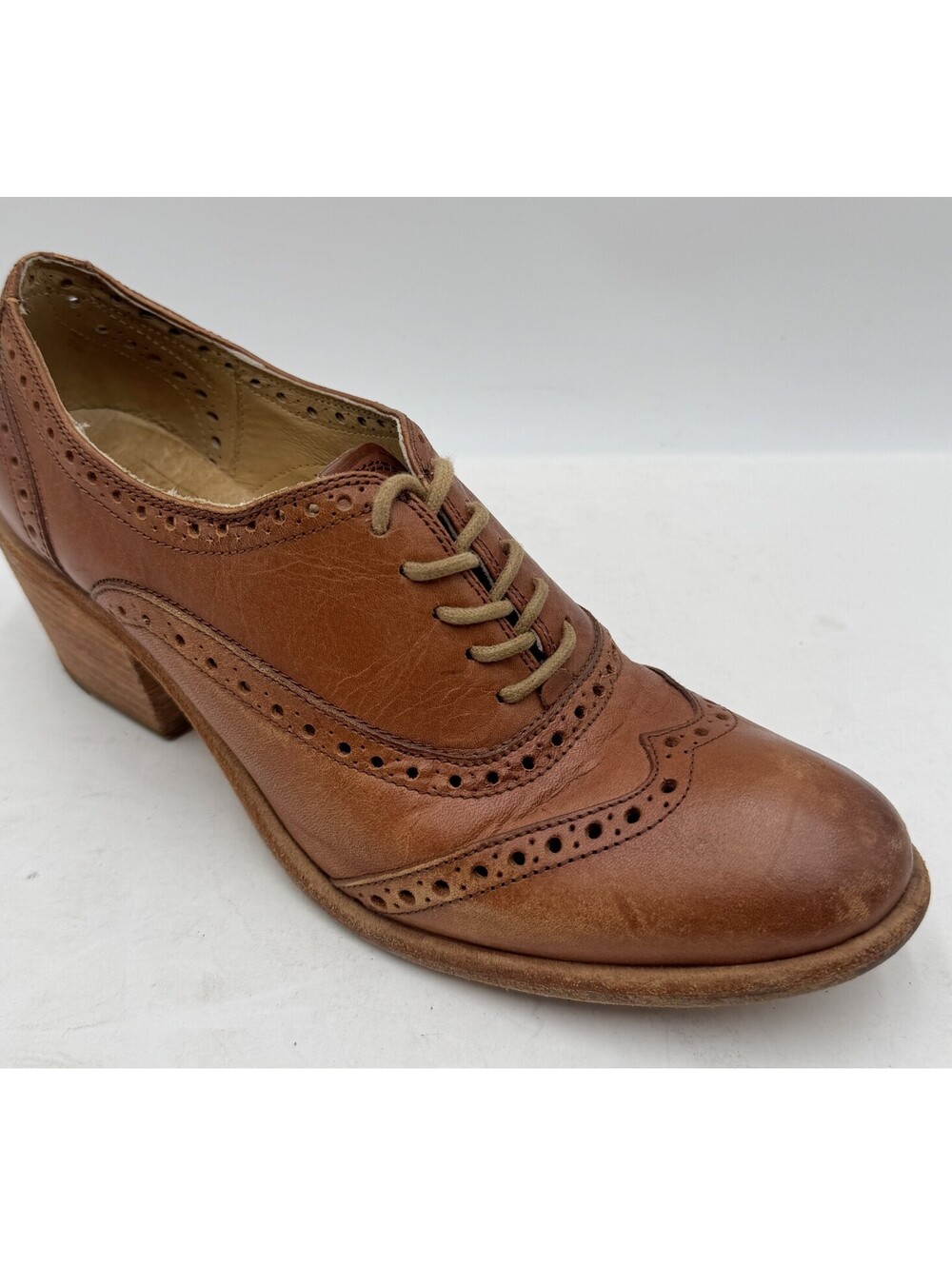 Frye Maggie Women's Shoes Size 8 Brown Leather Wingtip Oxfords Shoes